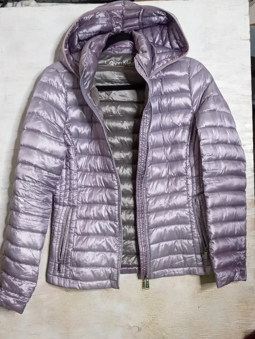Calvin Klein Light Lavender Quilted Hooded Puffer Jacket - Women